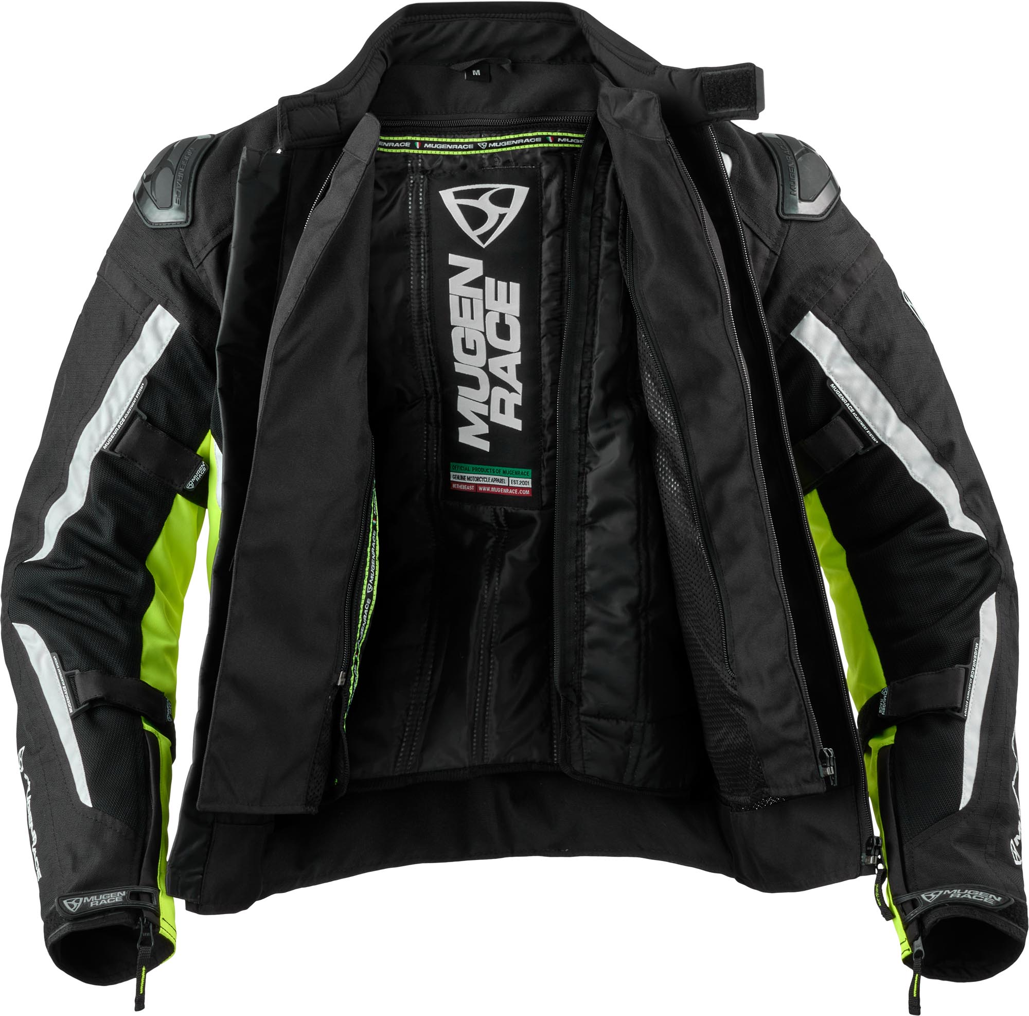 MUGENRACE Diavolo-1 vattentät motorcykel textil jacka svart/vit/neongul 4XL Figur 5