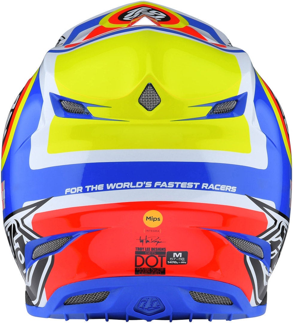Troy Lee Designs SE5 Drop In MIPS Capacete de Motocross branco/azul/vermelho XL (60/61) Figura 7