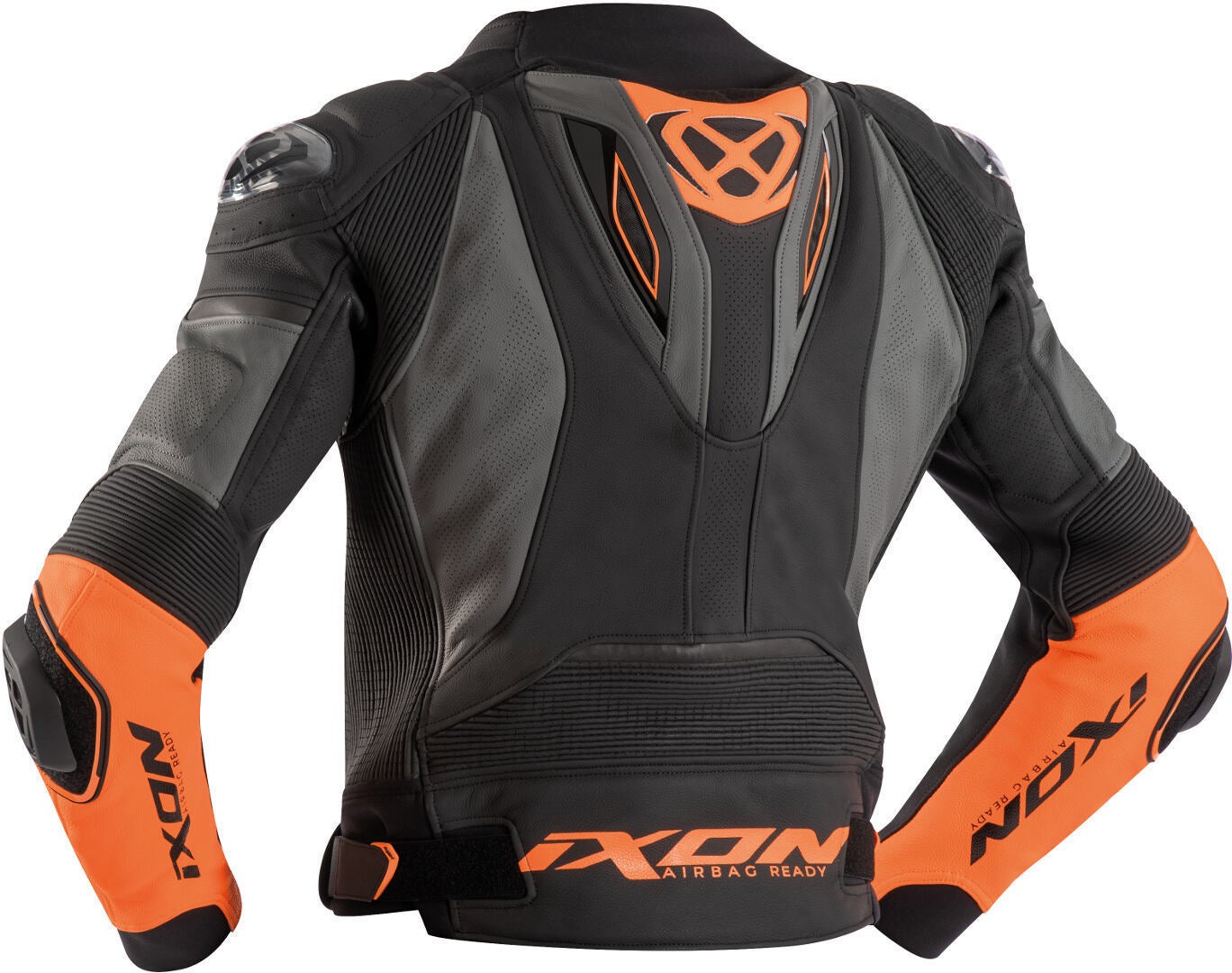 Ixon Vendetta Evo Motorcycle Leather Jacket black/grey/orange XXL Figure 2
