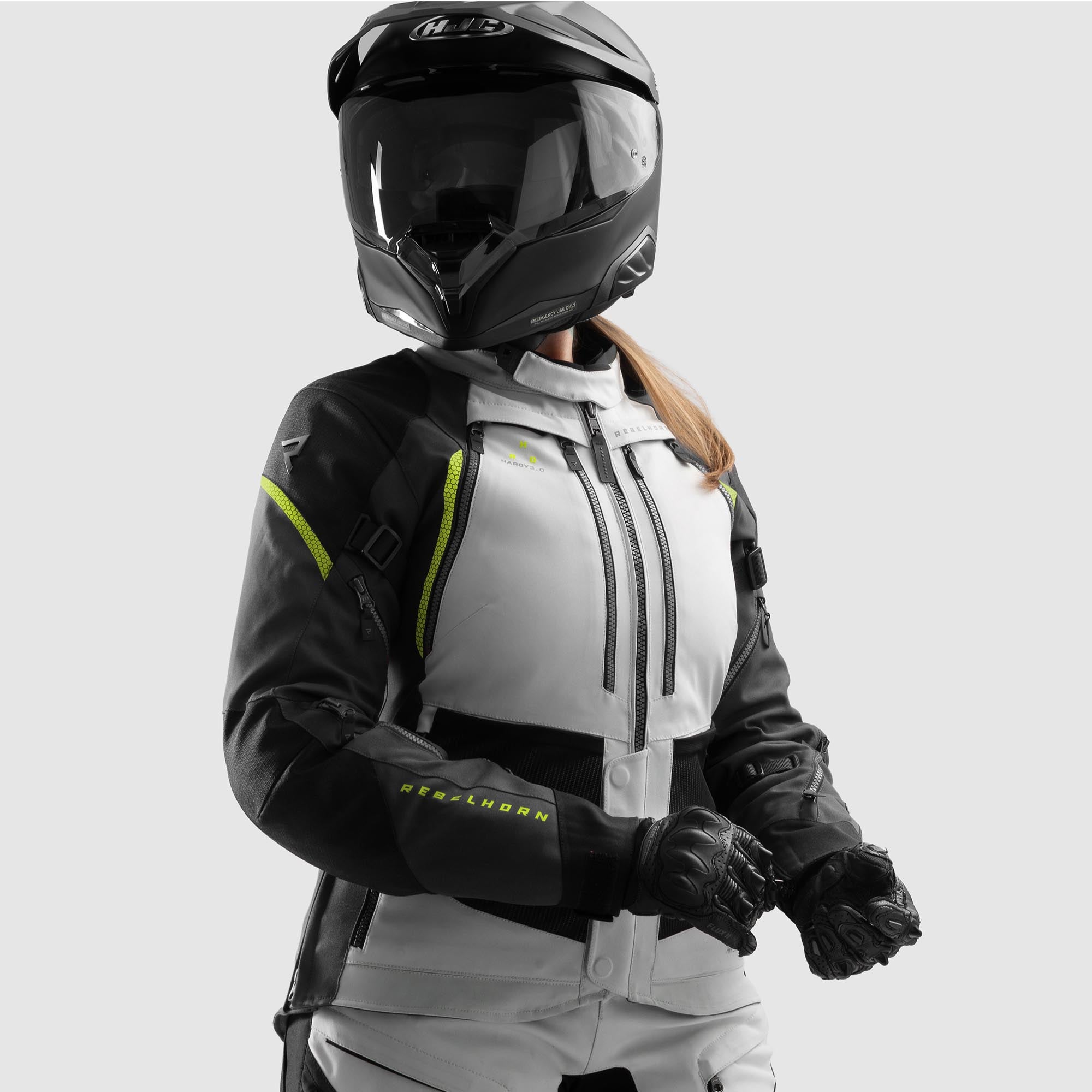 Rebelhorn Hardy 3.0 vandtæt dame motorcykel tekstiljakke sort/grå/gul S Figur 19