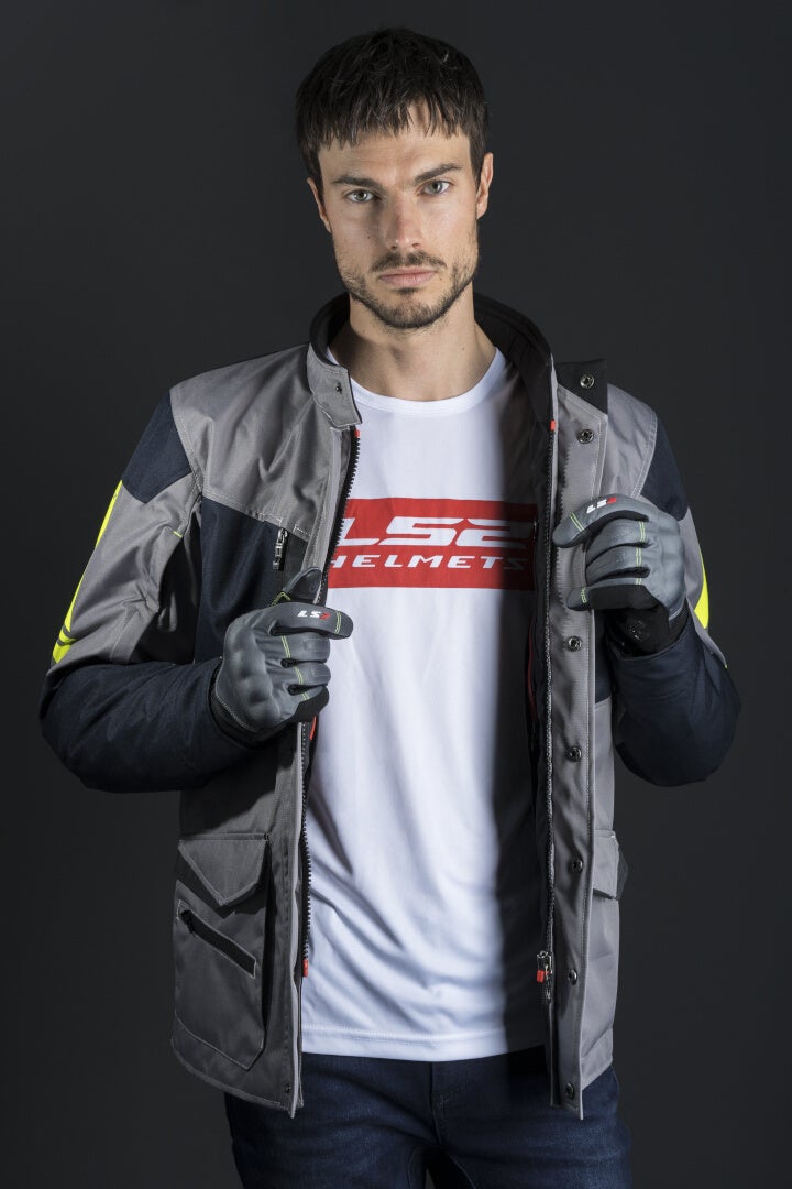 LS2 Metropolis Evo wasserdichte Motorrad Textiljacke grau/dunkelblau/neon-gelb 3XL Abbildung 4