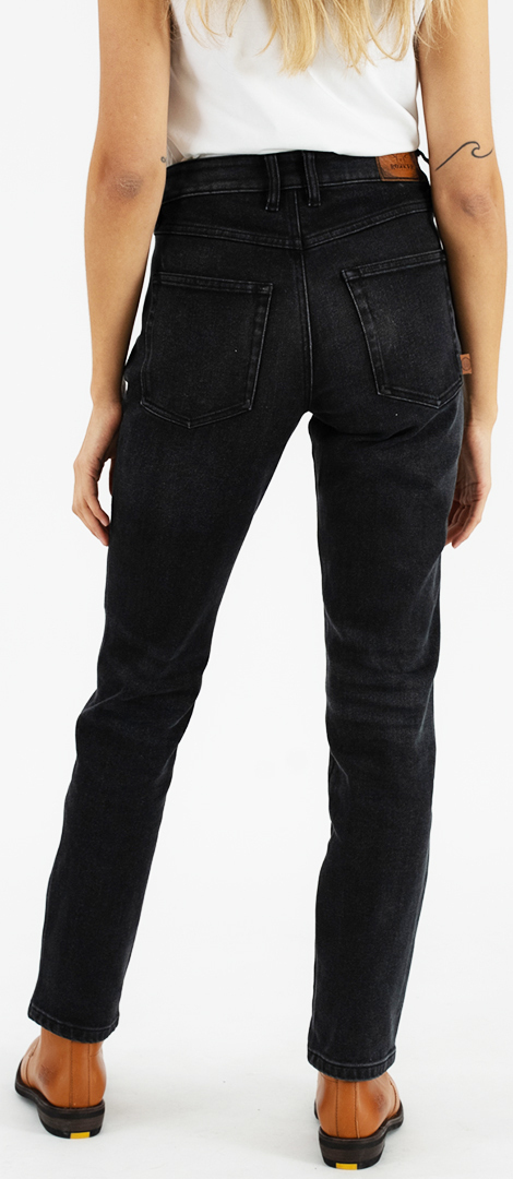 Rokker Tech Mid Straight Damer Motorcykel Jeans svart 24 Figur 4