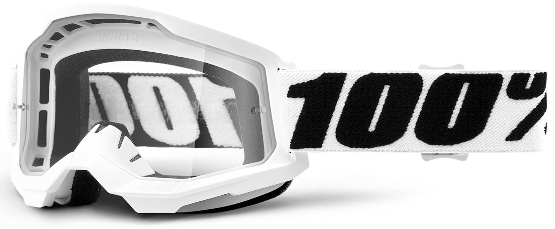 100% Strata 2 Clear Ochelari de motocross Alb/Negru Figura 1