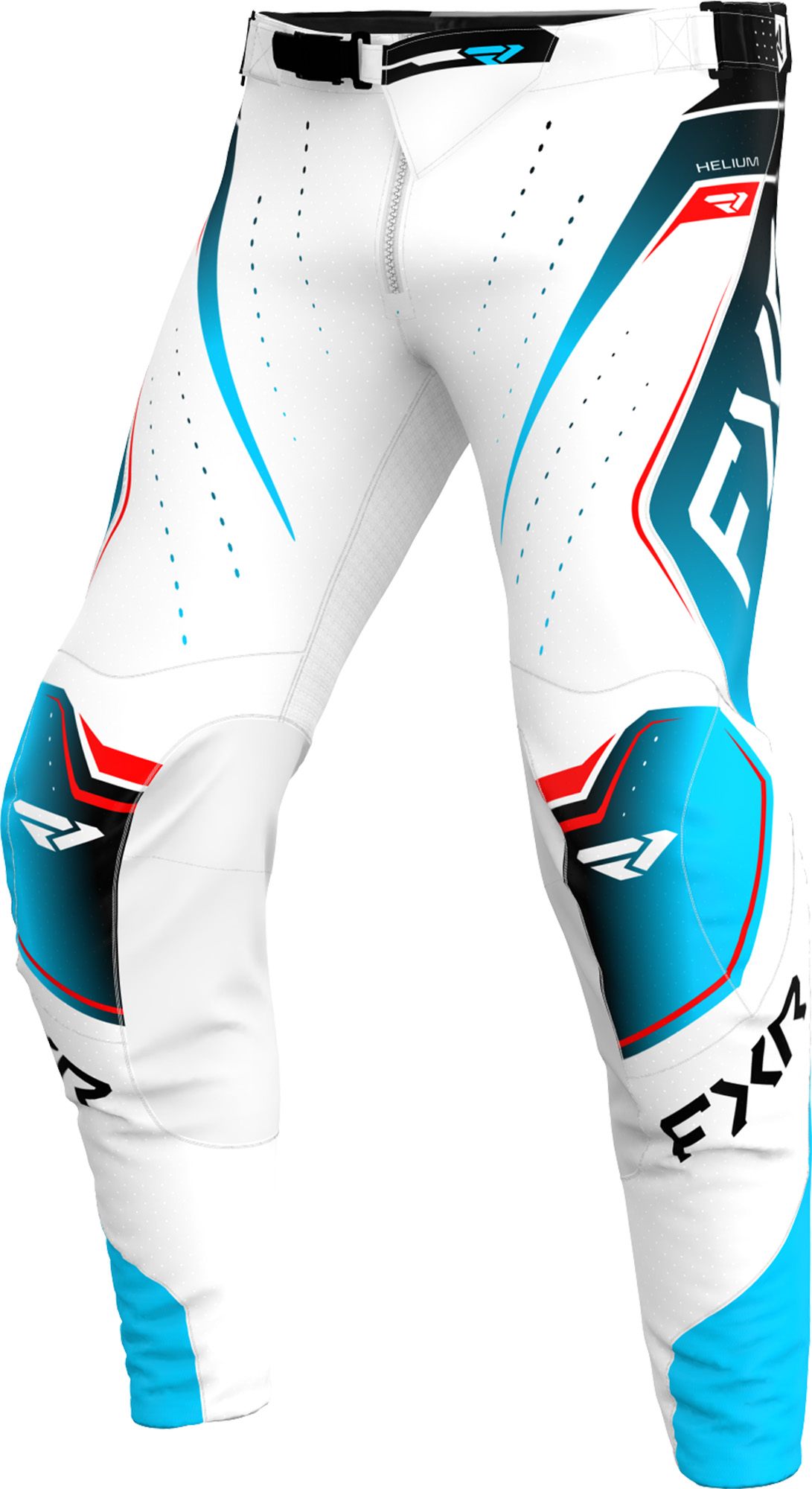 FXR Helium Edge Calças de motocross branco/azul/vermelho 30 Figura 1