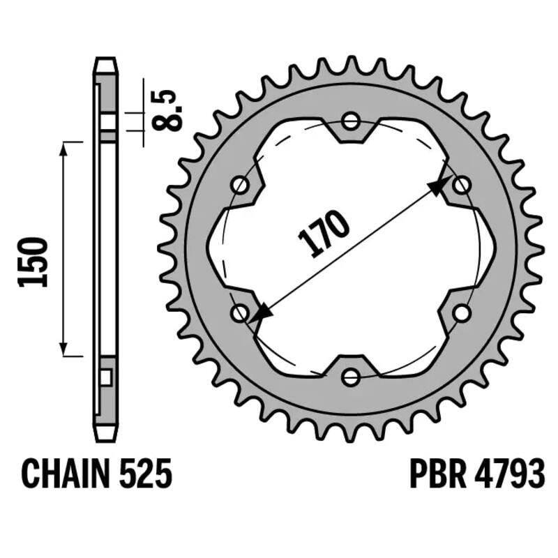 PBR Couronne acier C45 standard - 520 Figure 2