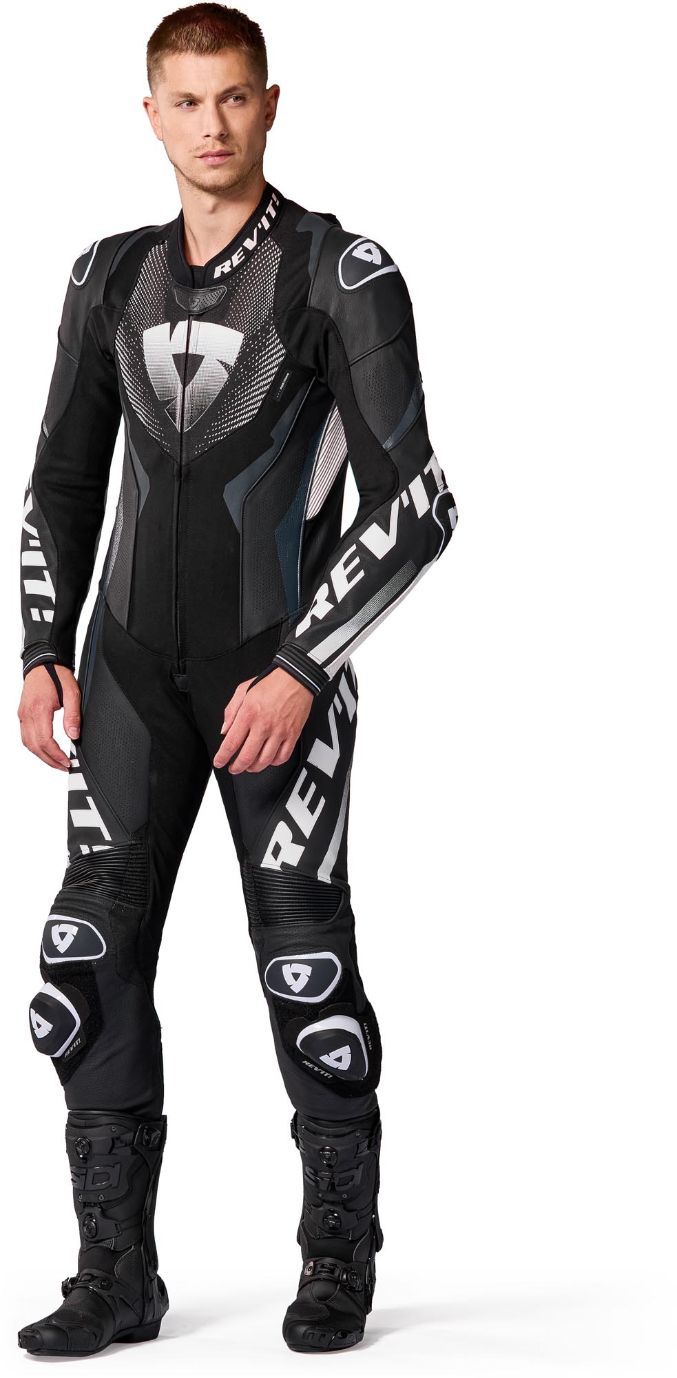 Side view of Revit Hyperspeed 3 perforated One Piece Motorcycle Leather Suit