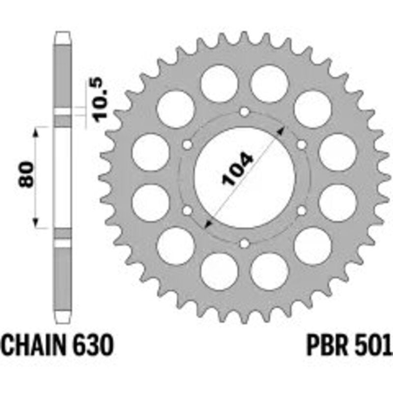 PBR Rear Sprocket Steel Standard - 630 Figure 1