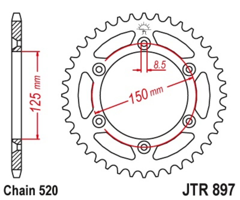 JT-DRIVHJUL Standard stålkrona 897 - 520 Figur 1