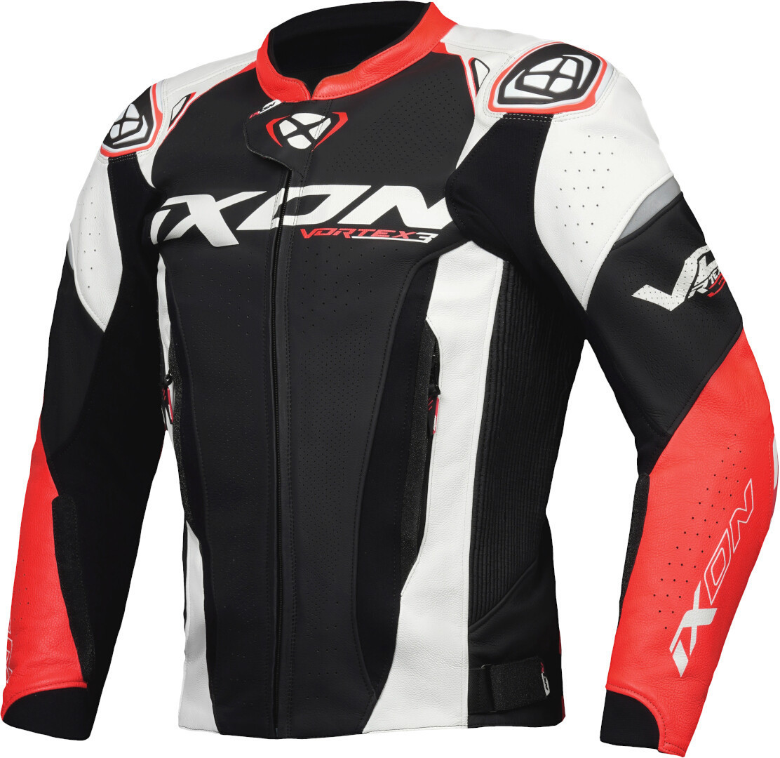 Ixon Vortex 3 Motorcycle Leather Jacket black/white/red XL Figure 1
