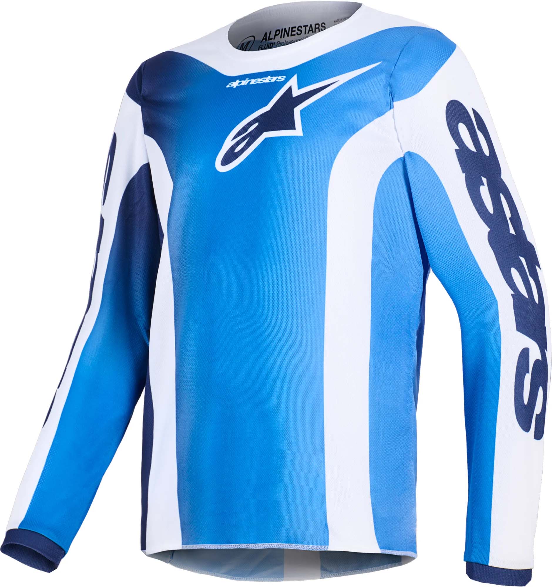 Alpinestars Fluid Portl Camisa de Motocross Juvenil azul/branco M Figura 1