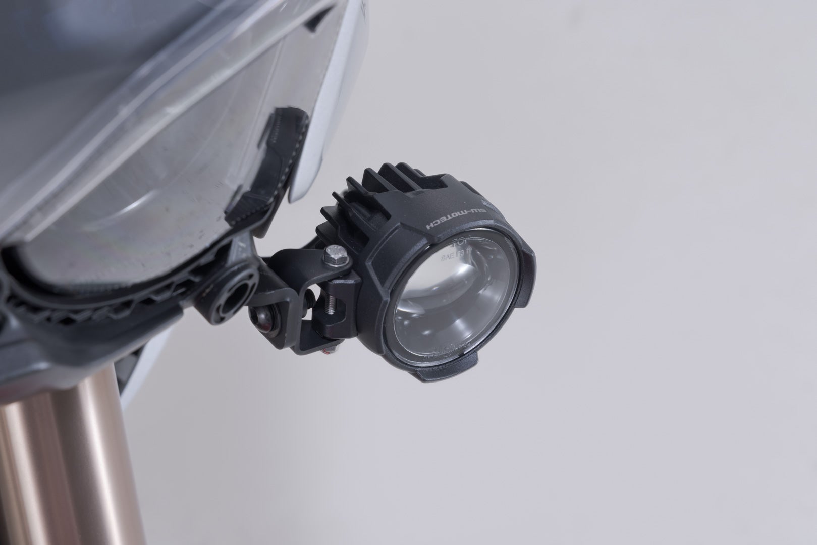 Side view of SW-Motech EVO fog light kit - Black. MV Agusta Enduro Veloce (24-).
