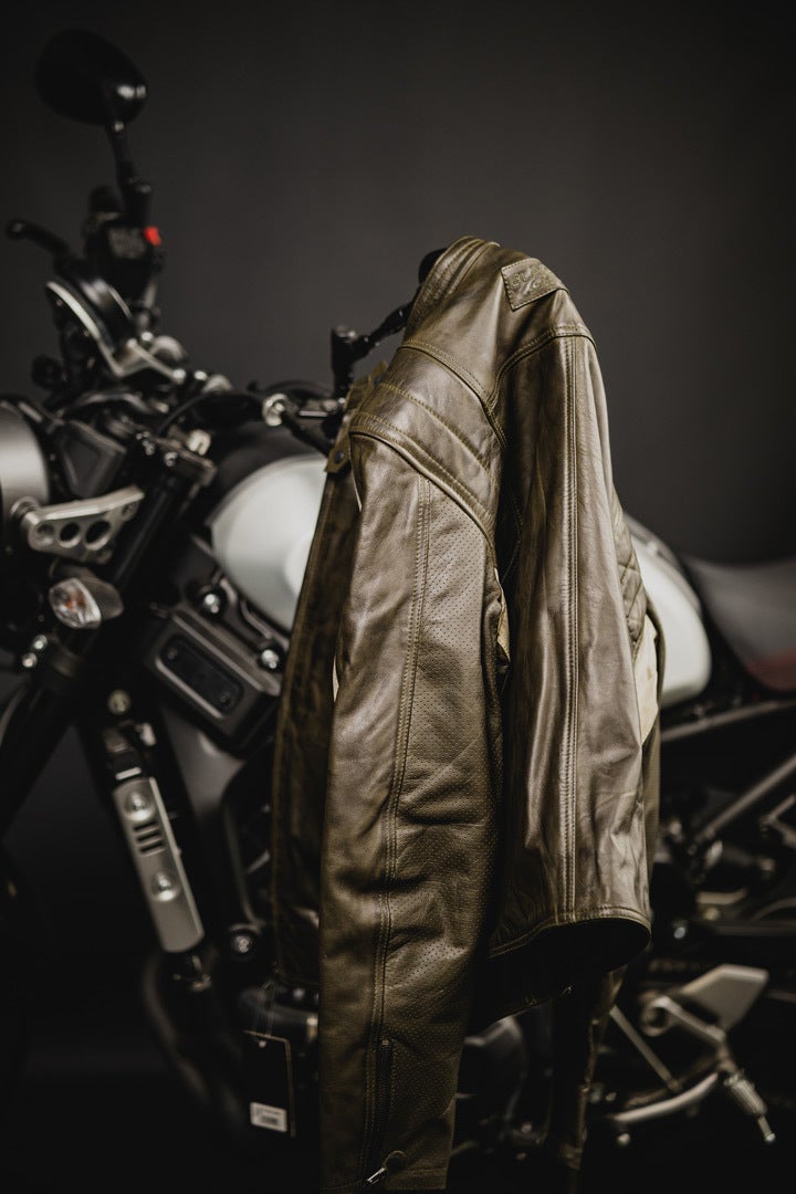 Black-Cafe London Vintage Motorcycle Leather Jacket dark green 52 Figure 6