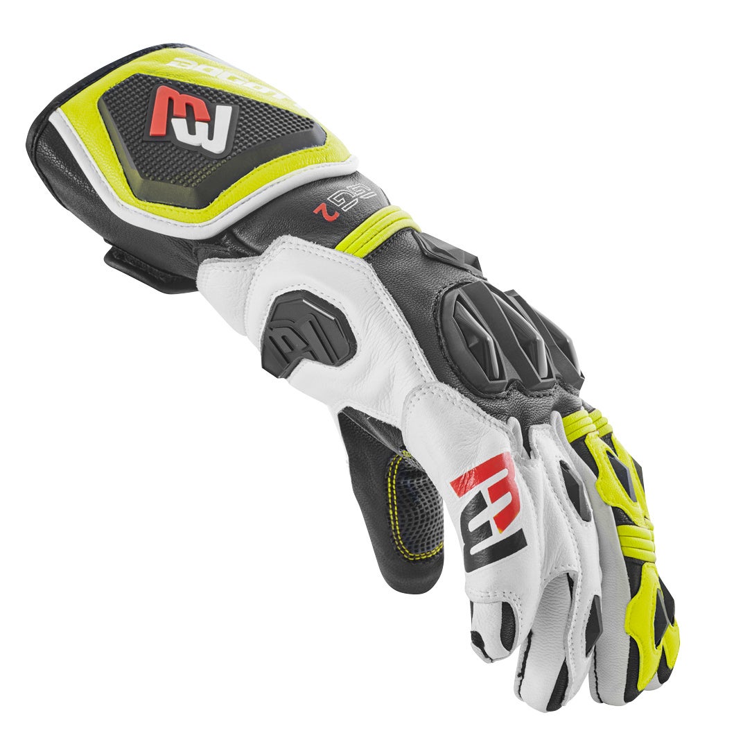 Bogotto Monza perforerede motorcykelhandsker sort/hvid/neongul S Figur 3