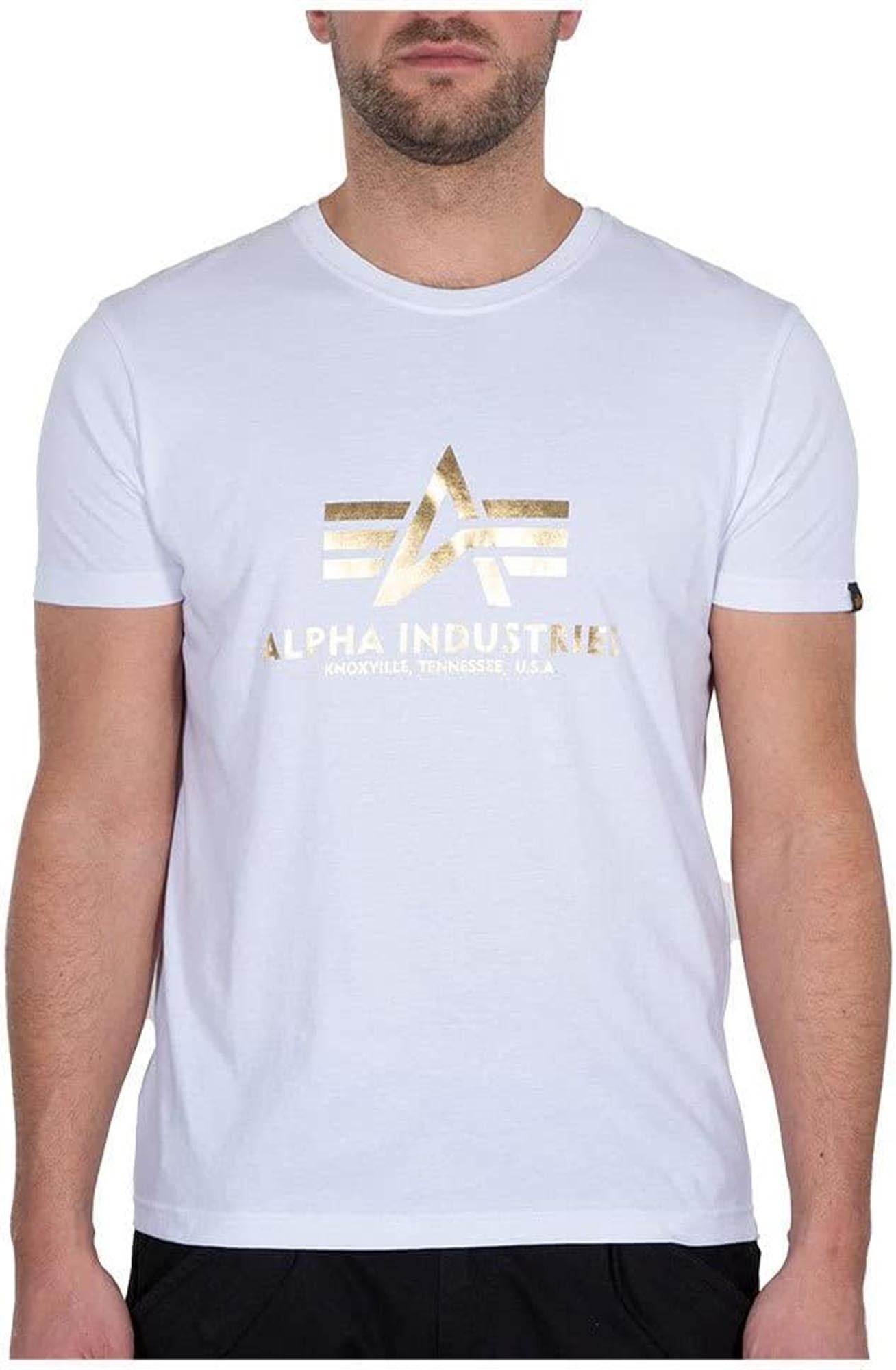 Alpha Industries Basic Foil Print Tricou alb/galben XL Figura 1