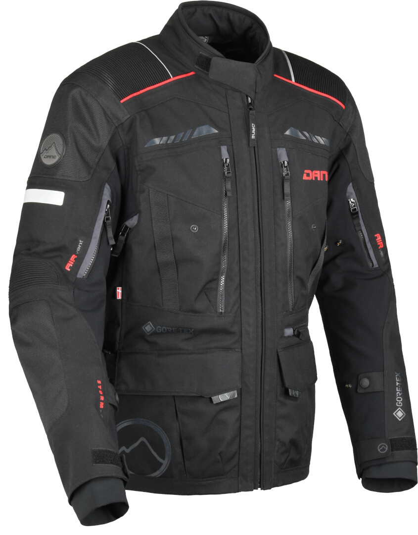 DANE Hornum waterproof Motorcycle Textile Jacket black/red XXL Figure 1
