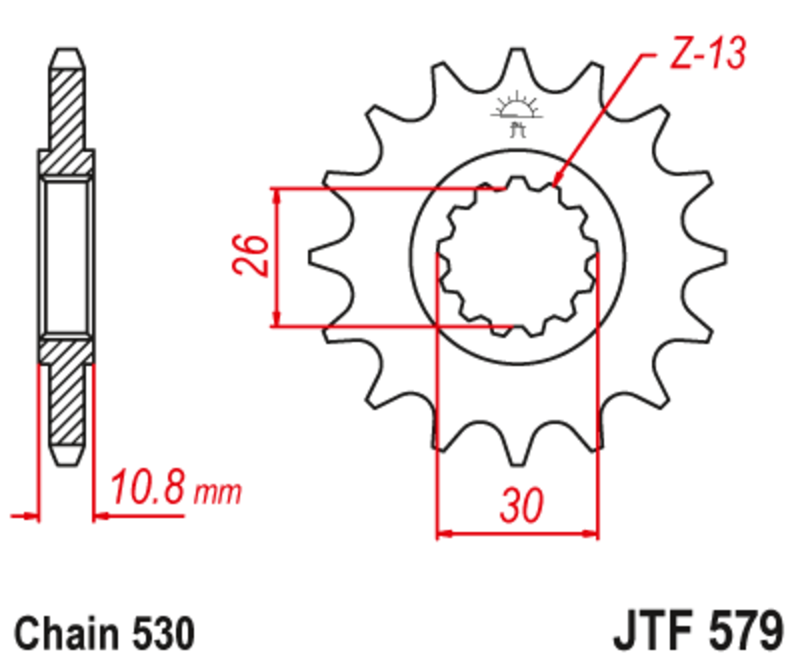 JT-DRIVHJUL Stål ljudfritt framdrev 579 - 530 Figur 2
