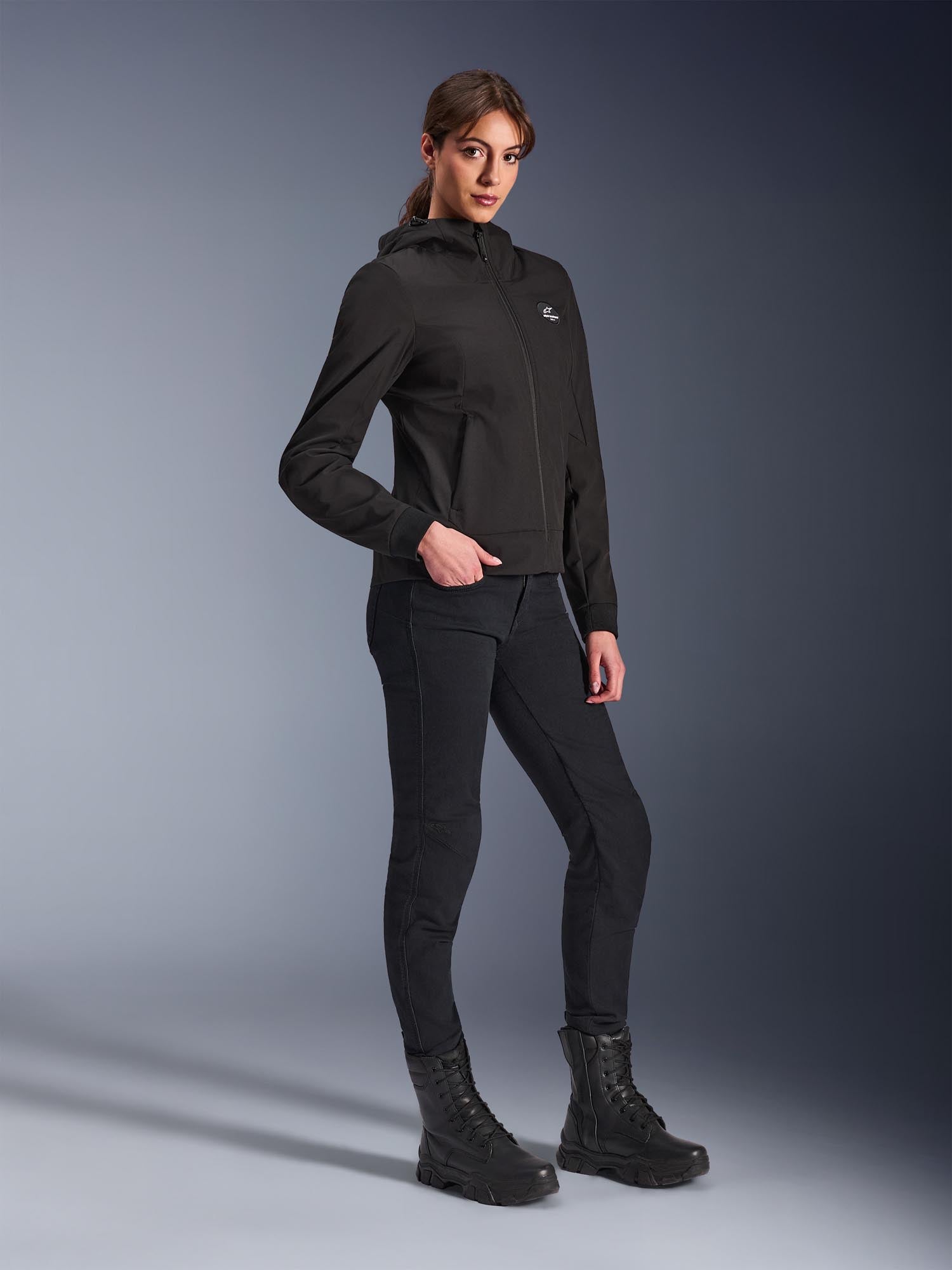 Side view of Alpinestars Stella Radium Tech Ladies Motorcycle Zip Hoodie