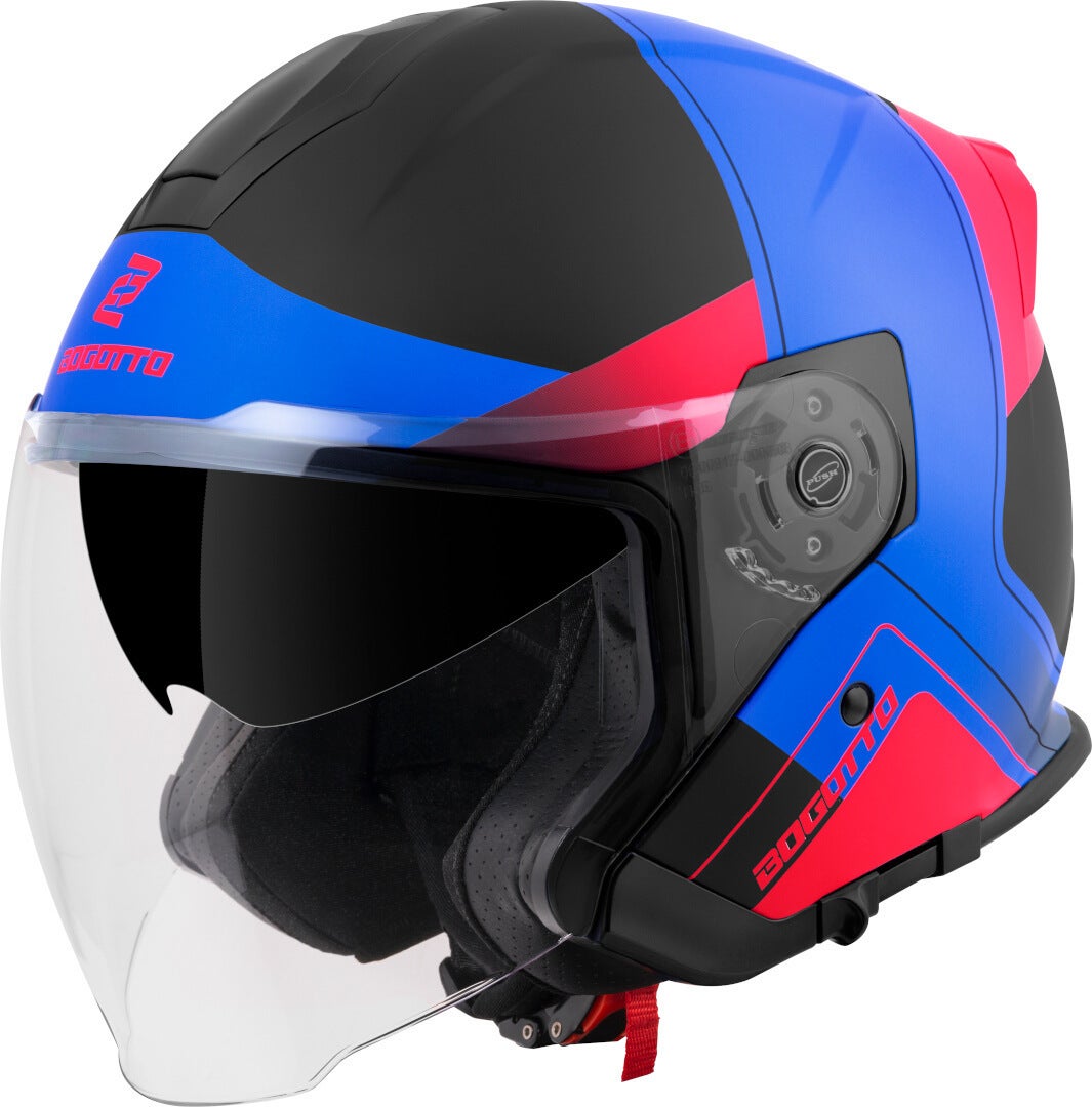 Bogotto Women's Black Matt/Red/Blue H586 City-B Jet Helmet