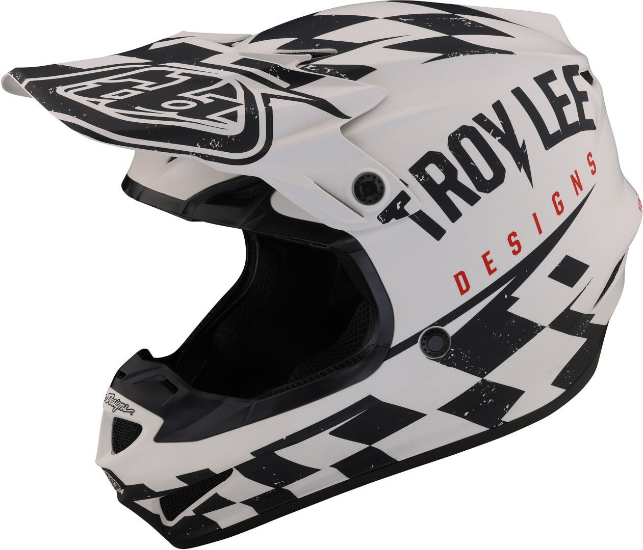 Troy Lee Designs SE4 Polyacrylite Race Shop MIPS Motokrosová přilba bílá/černá M (57/58) Obrázek 1