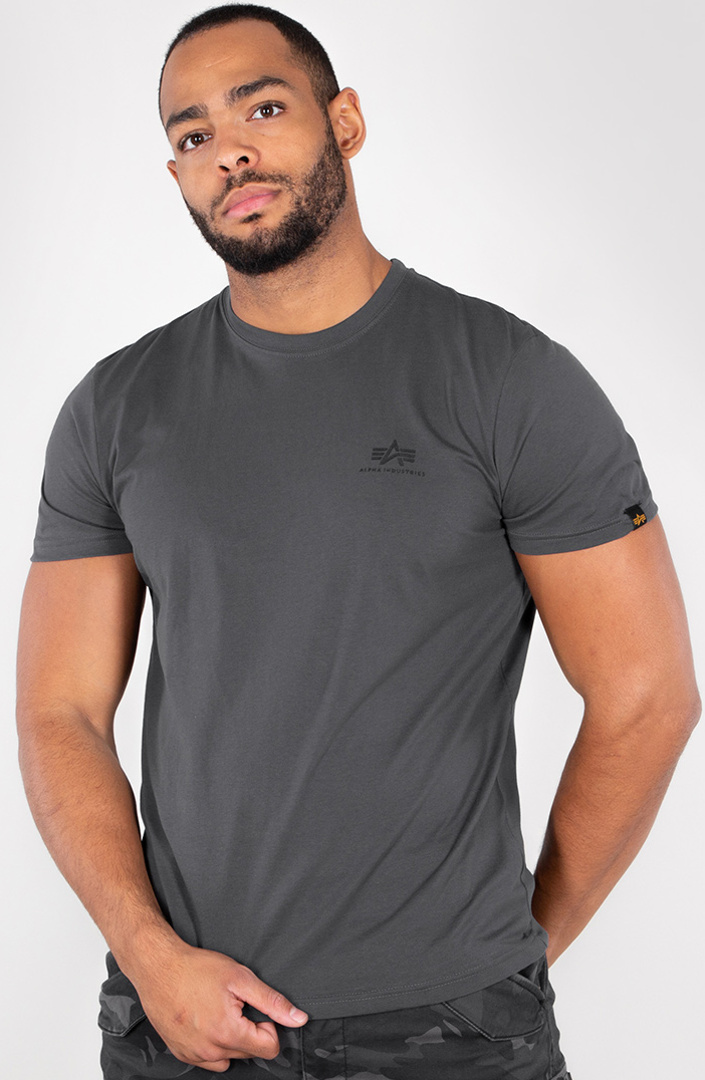 Alpha Industries Basic T Small Logo T-Shirt mørkegrå/sort M Figur 3