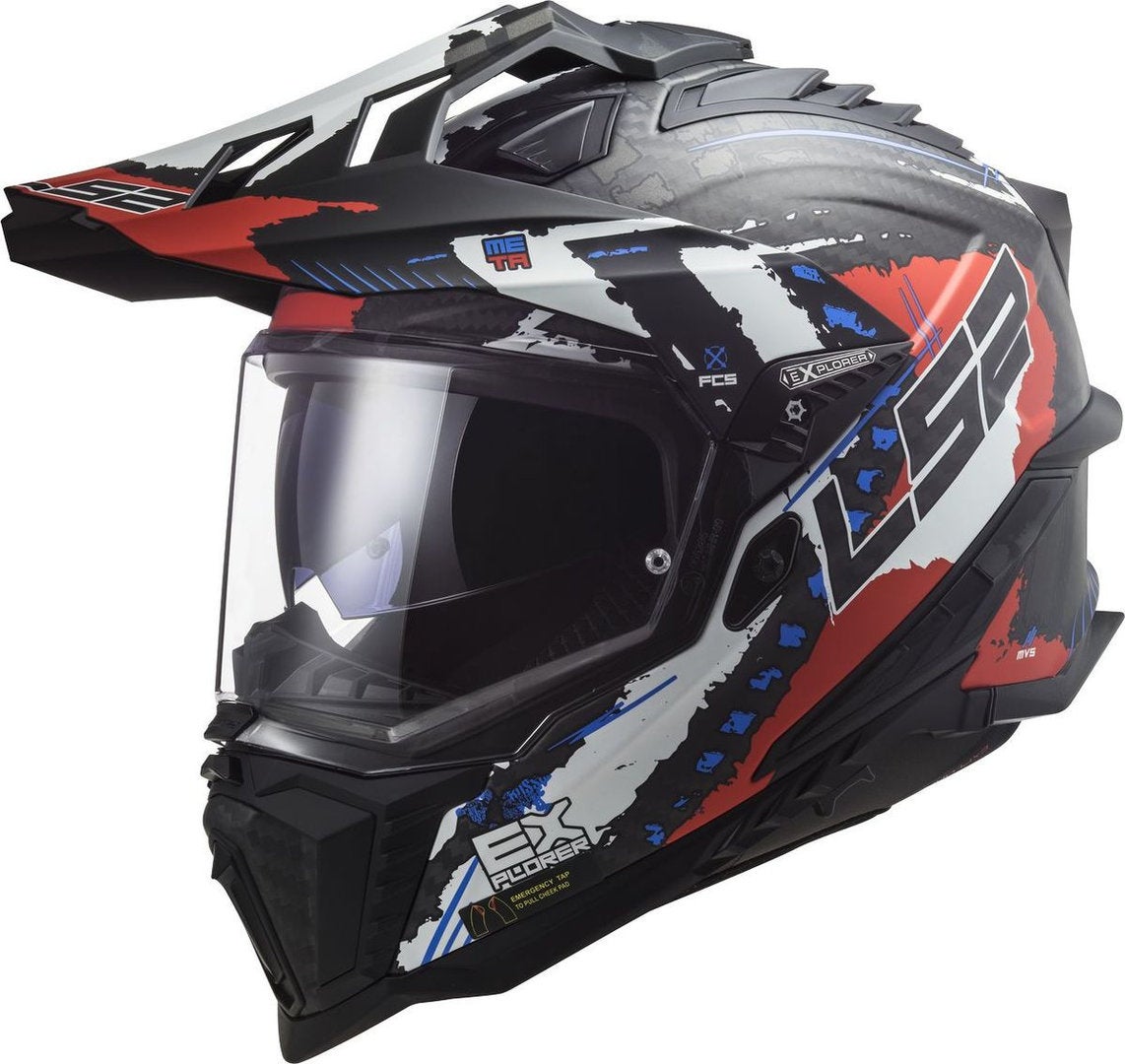 LS2 MX701 Explorer C Extend Carbon Motocross Helmet black matt/red S (55/56) Figure 1