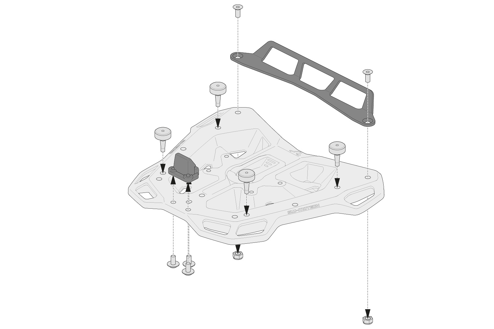 Kit adaptor SW-Motech pentru ADVENTURE-RACK - Negru. Pentru Givi/Kappa Monolock. Figura 3