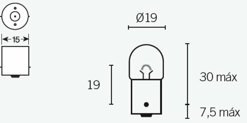 TECNIUM Glödlampa R5 12V 5W - x10 Figur 1