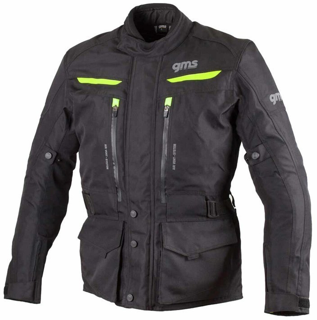 GMS Gear Motorcycle Textile Jacket black/neon S Figure 1
