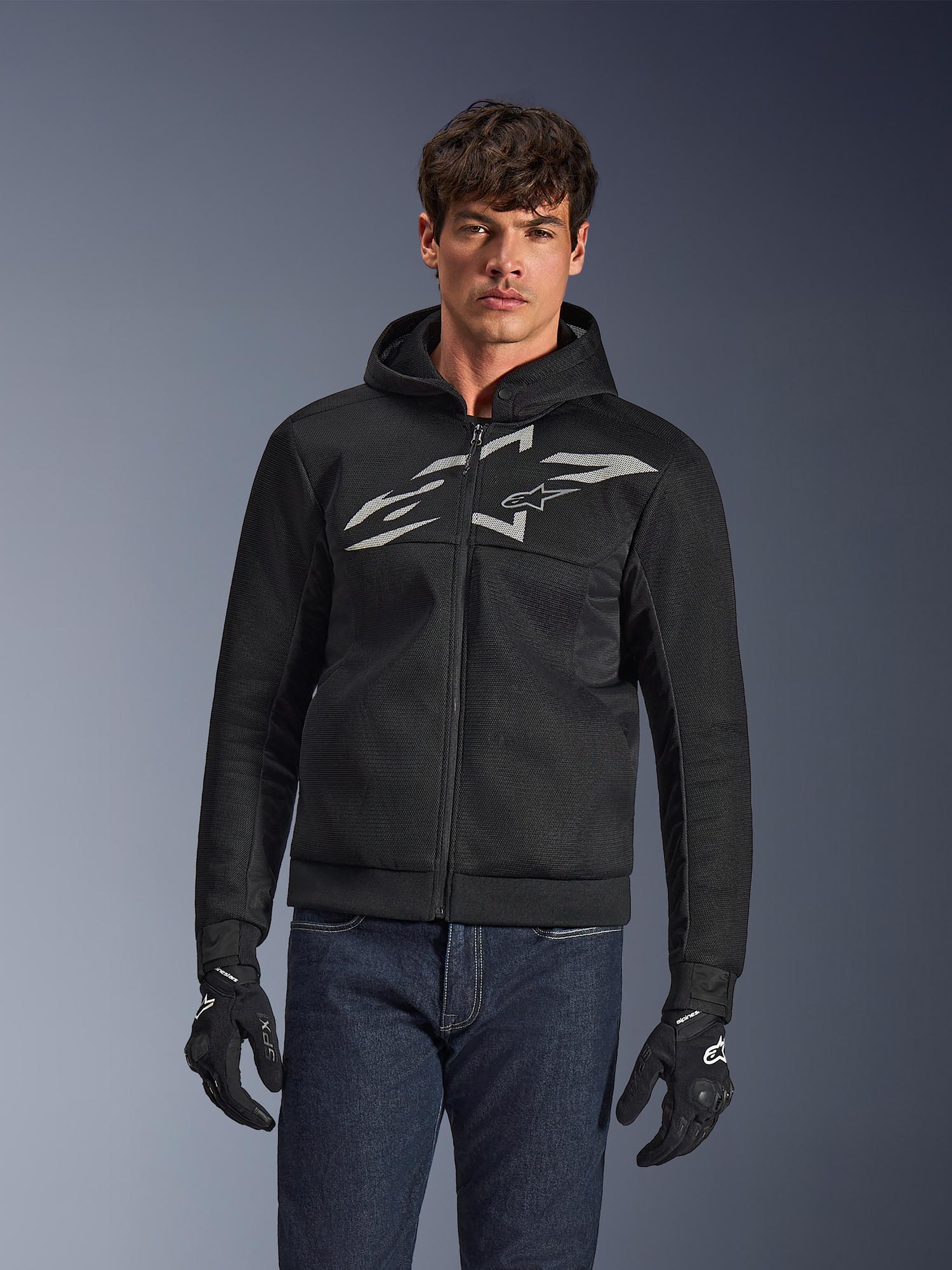 Alpinestars Chrome Superairflow Motorcykel-zip-hoodie svart/grå/vitt L Figur 3