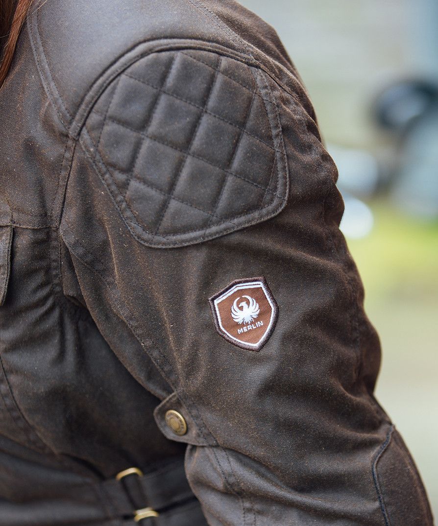 Merlin Harriet Dames Motorfiets Wax Jacket Olive S Figuur 9
