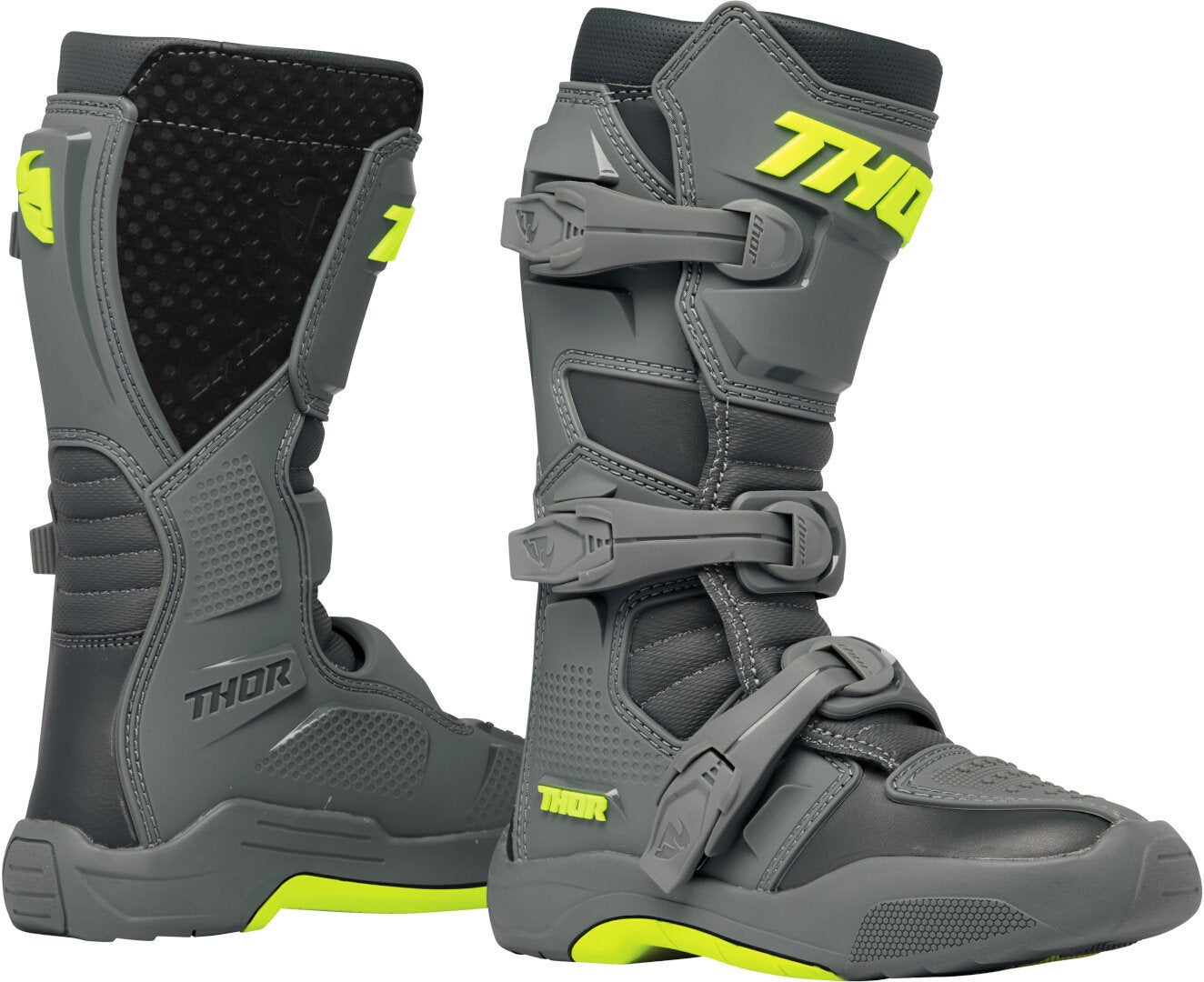 Thor Blitz XR MX Jugend Motocross Stiefel grau/gelb 4 Abbildung 1