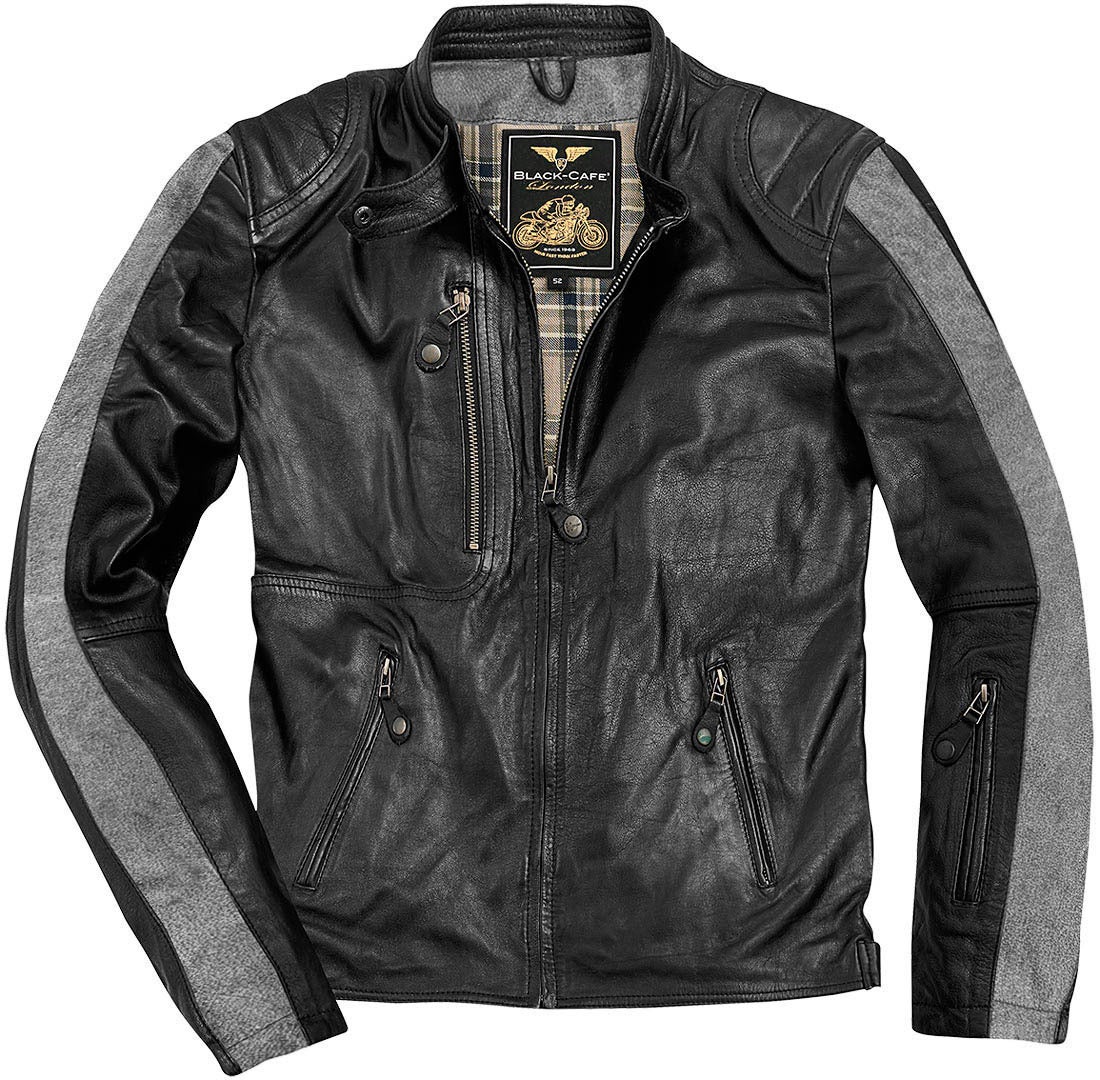 Black-Cafe London Vintage Motorcycle Leather Jacket black 60 Figure 1