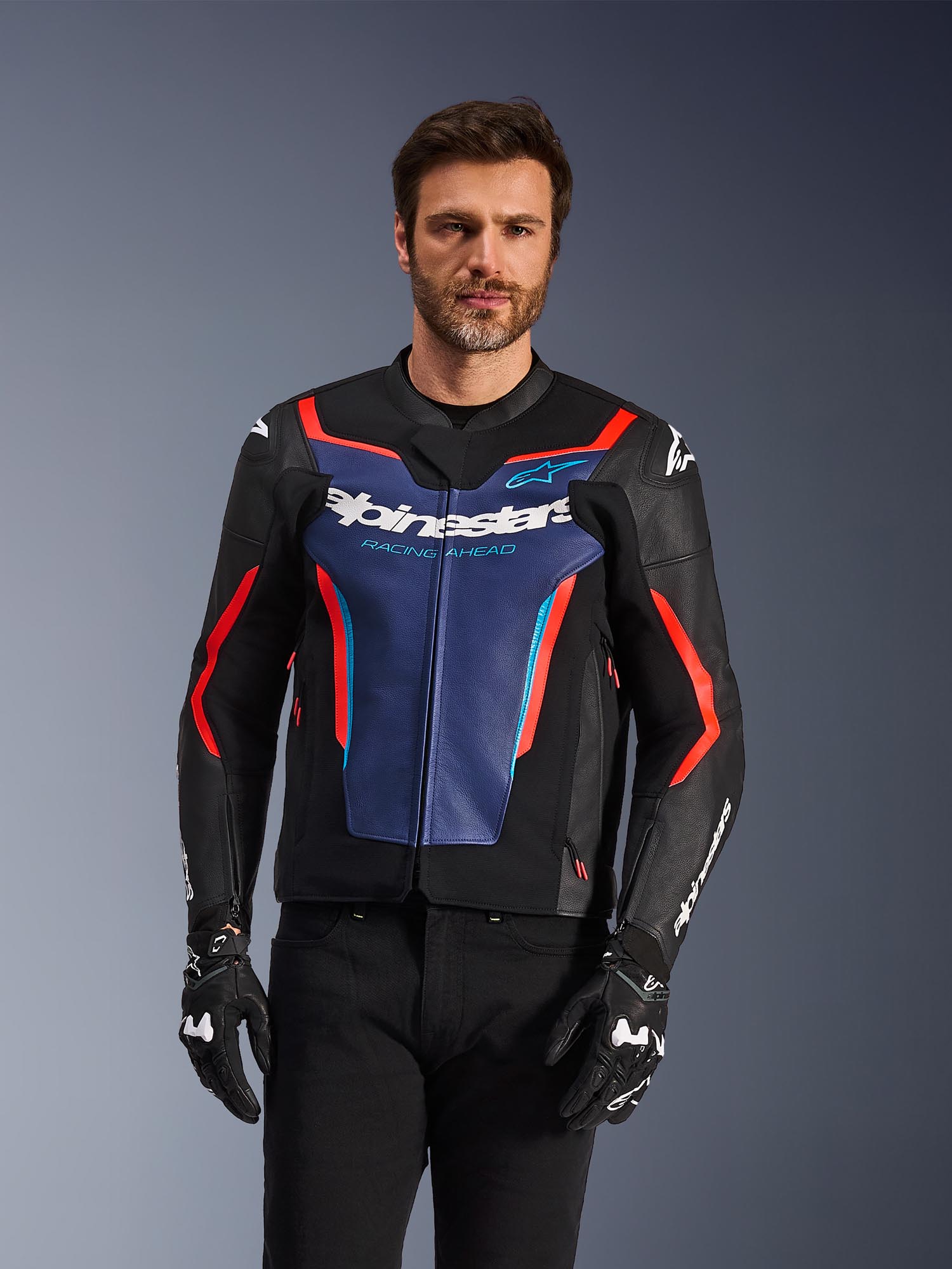 Alpinestars GP Force V2 Motorcycle Leather Jacket black/blue/red 50 Figure 3