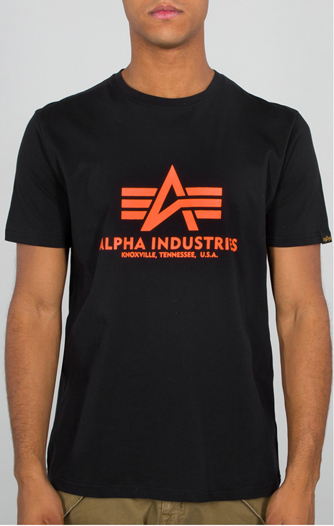Alpha Industries Basic T-Shirt schwarz/orange M Abbildung 1