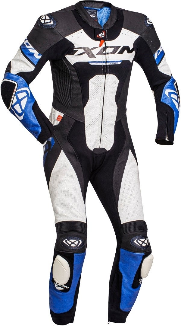 Ixon Jackal One Piece Motorcycle Leather Suit black/white/blue L Figure 1