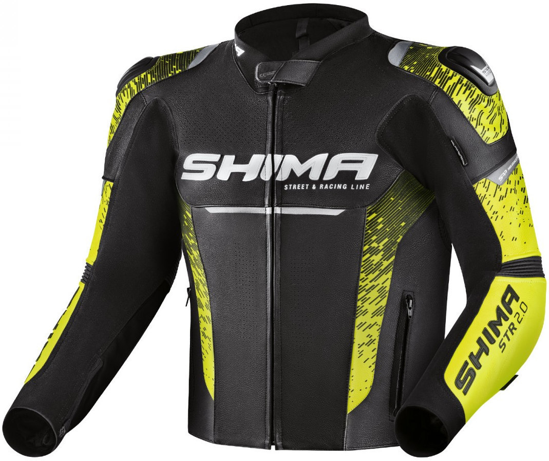 SHIMA STR 2.0 Motorcycle Leather Jacket black/yellow 58 Figure 1
