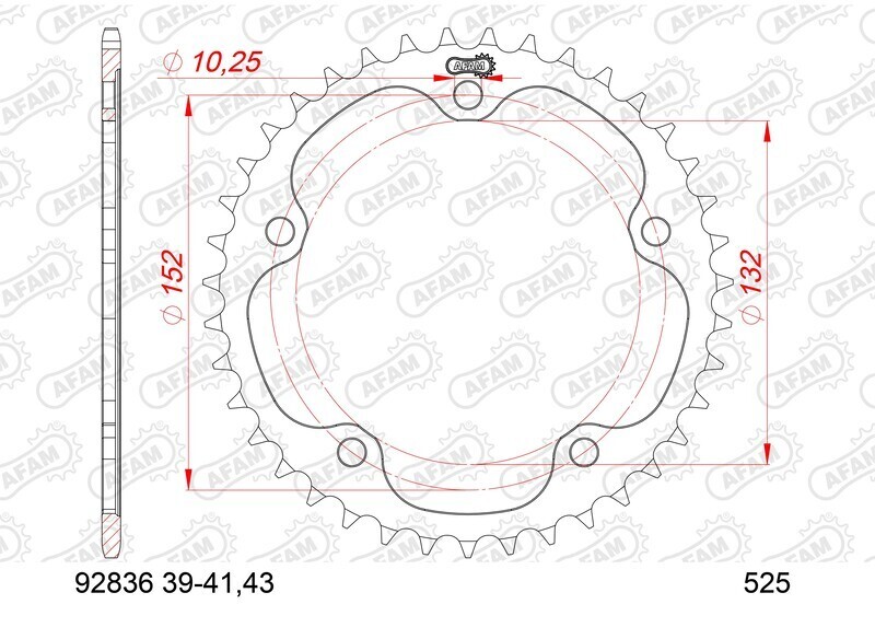 AFAM Kedjekit 525XHR3 16/39-114 - Standard bakre kedjehjul Figur 3