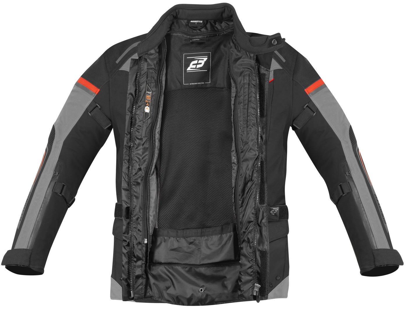 Bogotto Shado Laminated 2in1 waterproof Motorcycle Textile Jacket black/grey/red XL Figure 4