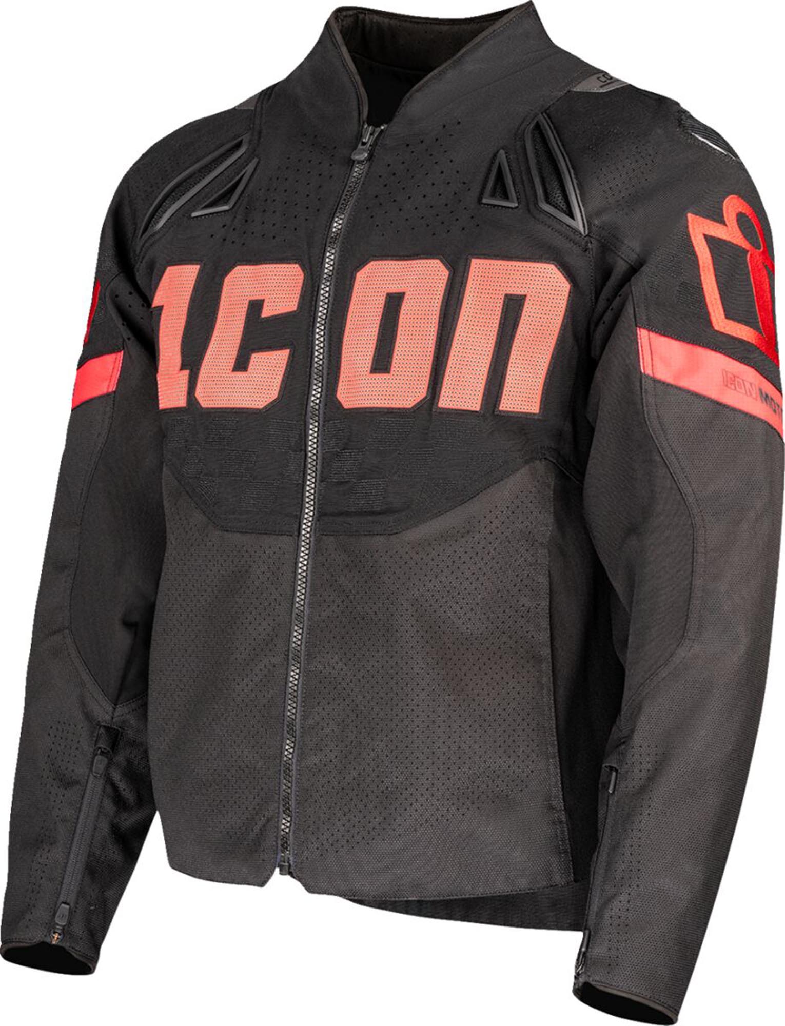 Icon Contra 3 Hero perforated Motorcycle Textile Jacket black/grey/red 3XL Figure 1