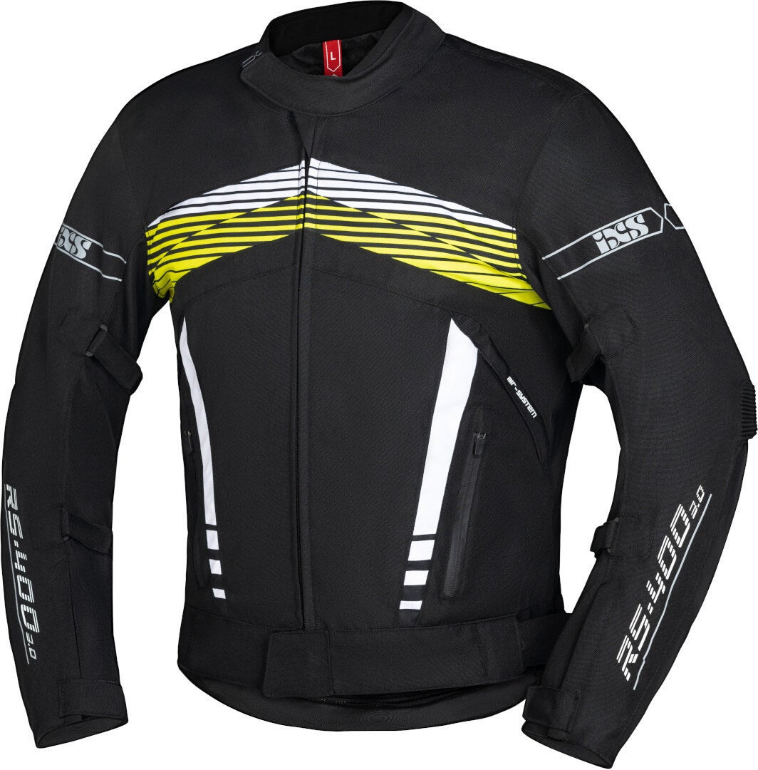 IXS RS-400-ST 3.0 Motorrad Textiljacke schwarz/weiß/gelb XL Abbildung 1
