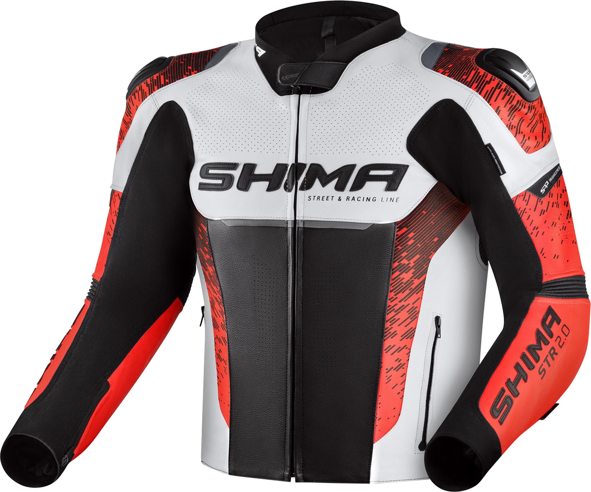 SHIMA STR 2.0 Motorcycle Leather Jacket black/red/fluo-dark red 56 Figure 1