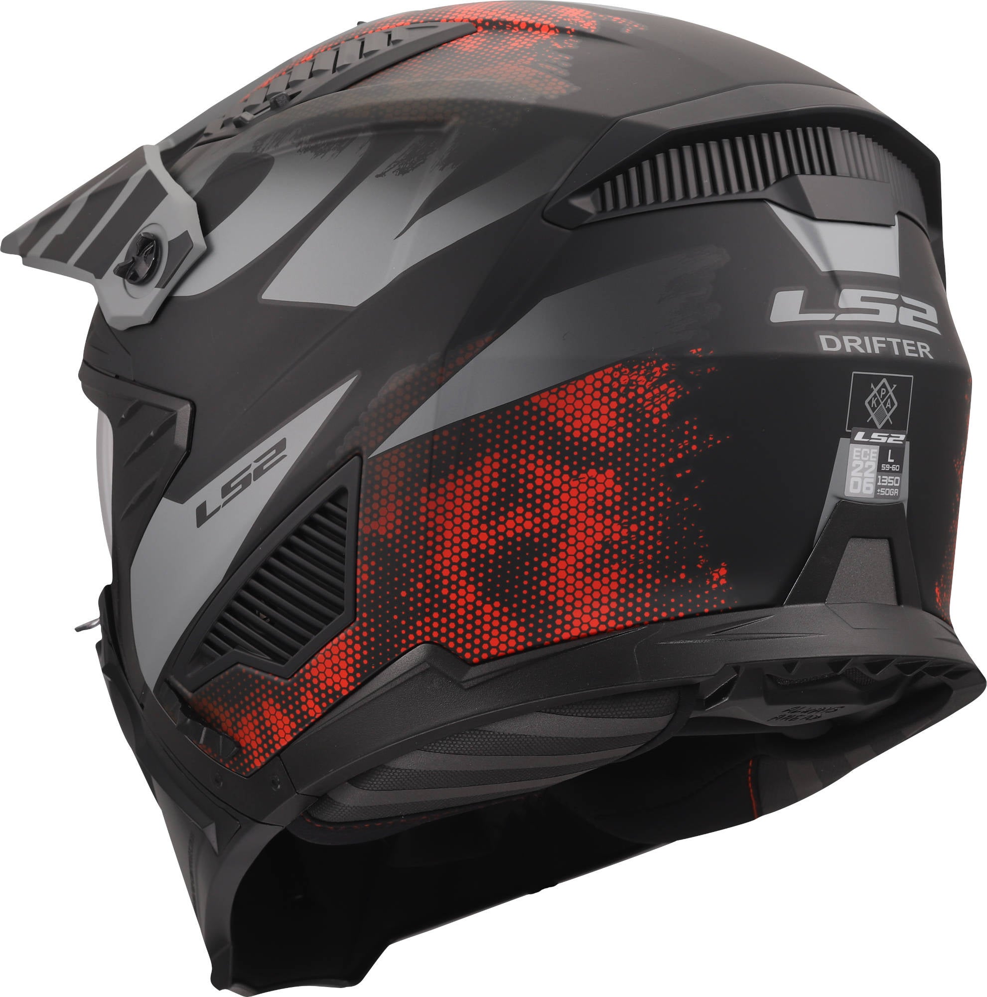 LS2 OF606 Drifter Gas Capacete cinza/vermelho XL (61/62) Figura 8