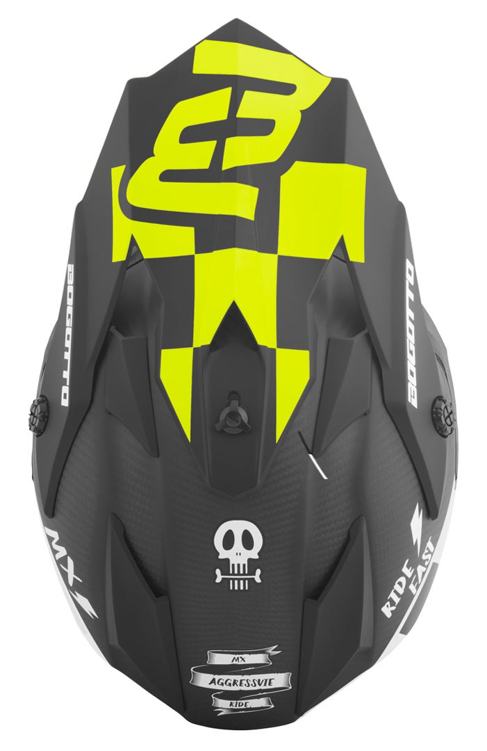 Bogotto V328 Xadrez Carbon Casco da motocross nero/giallo 2XL Figura 4