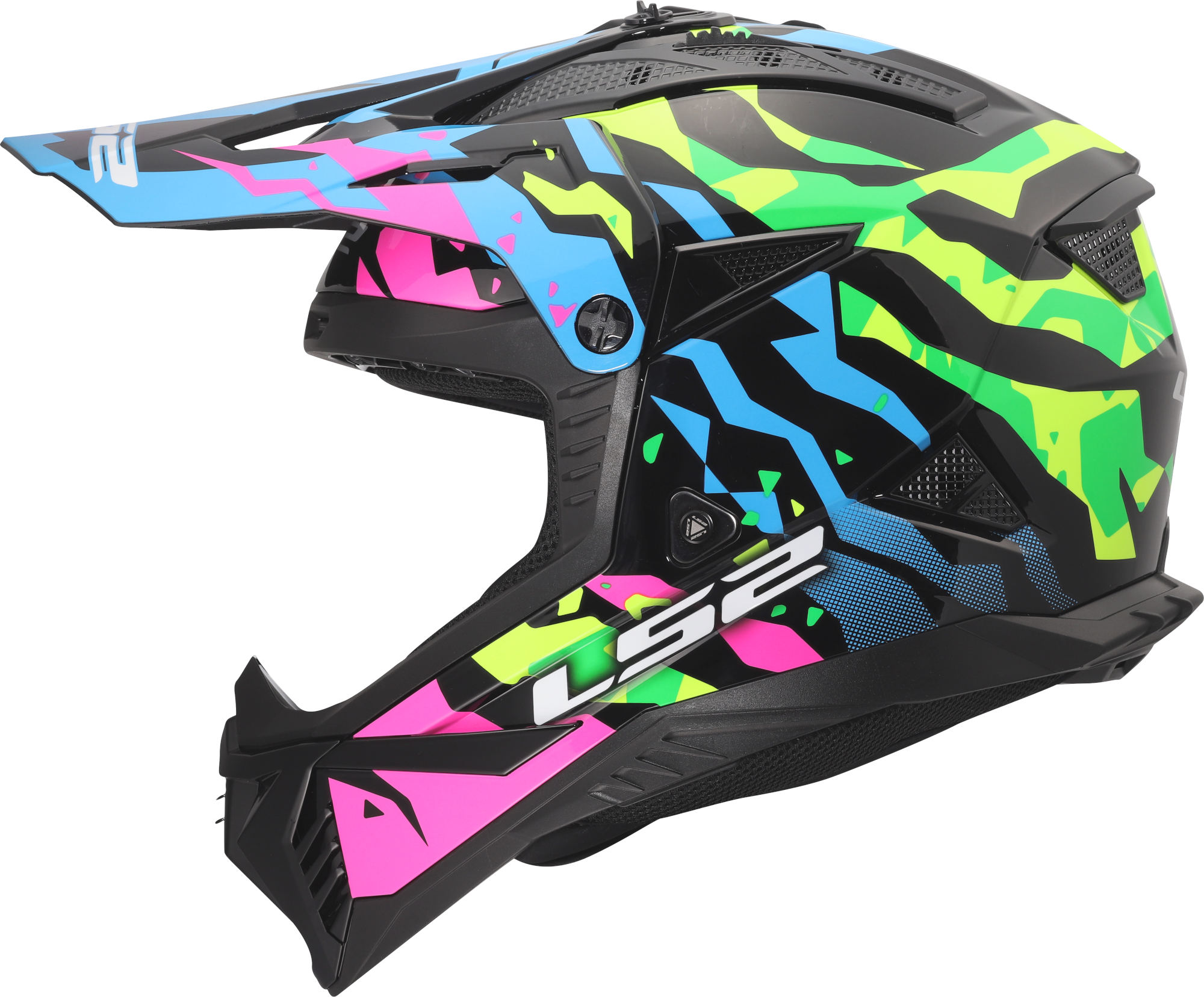 LS2 MX708 Fast II Grotesk Casco da motocross blu/verde L (59/60) Figura 2