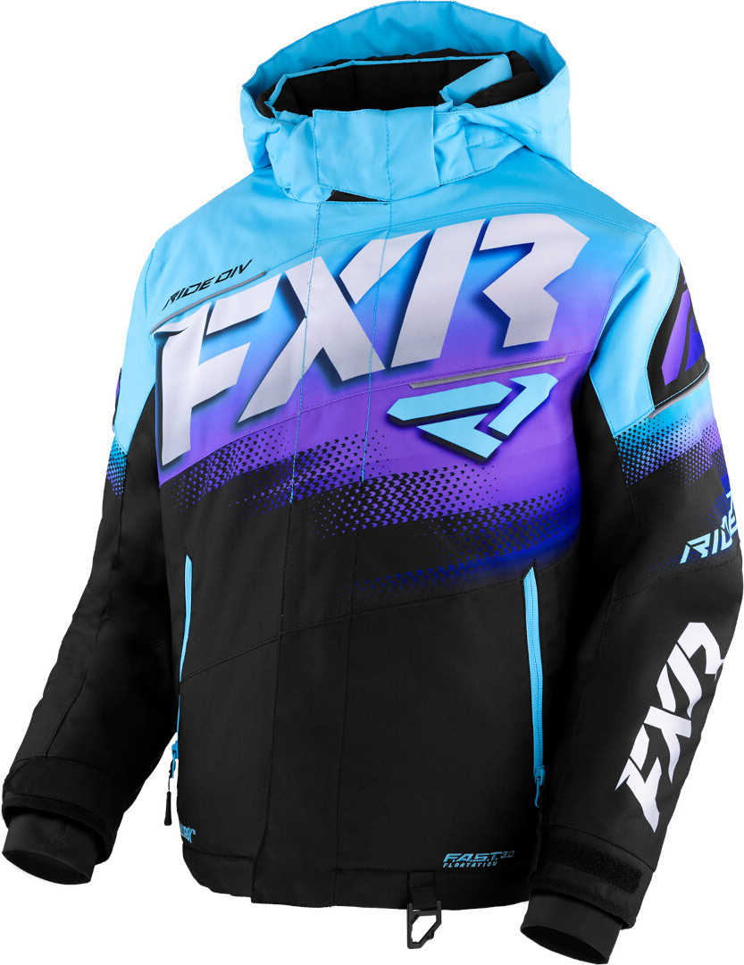 FXR Boost 2023 Youth Snowmobile Jacket black/light blue 14 Figure 1