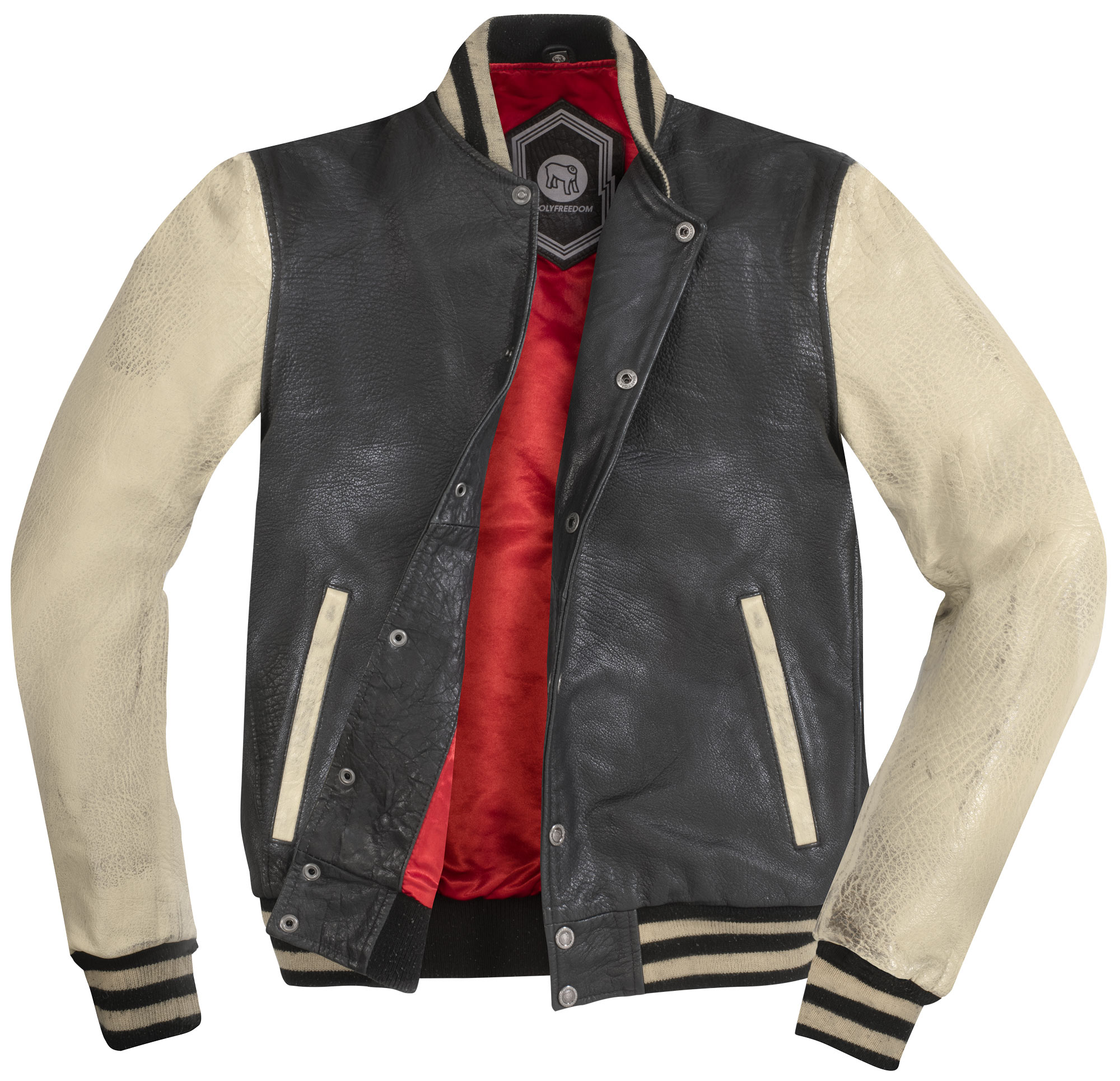 HolyFreedom Varsity College Leather Jacket black/white M Figure 2