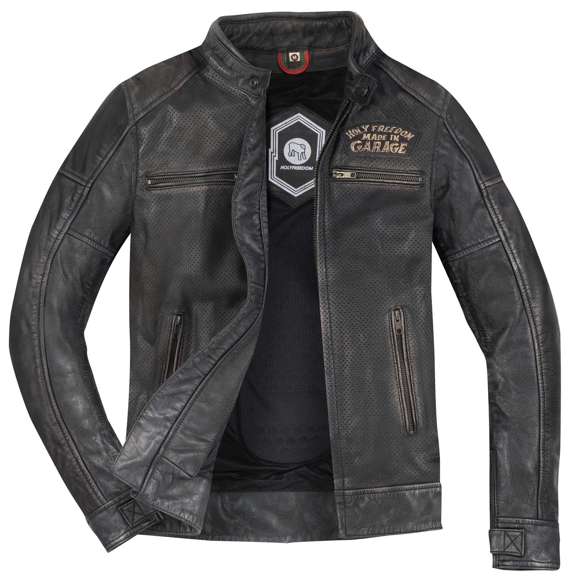 HolyFreedom Zero Summer perforierte Motorrad Lederjack schwarz L Abbildung 2