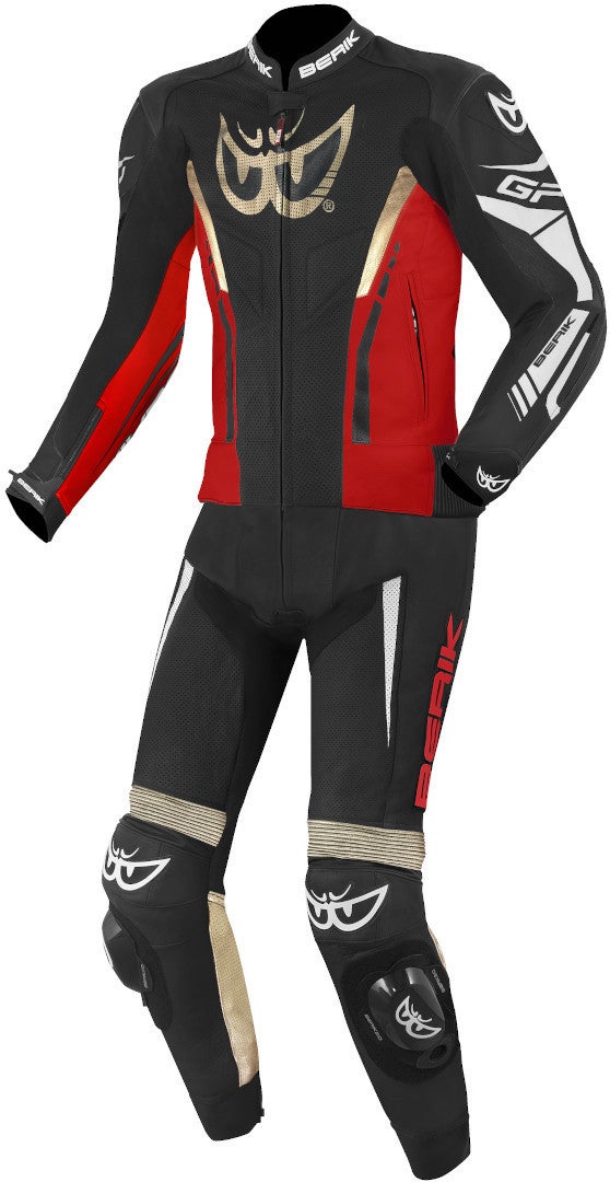 Berik Monza Two Piece Motorcycle Leather Suit black/red/gold 50 Figure 1