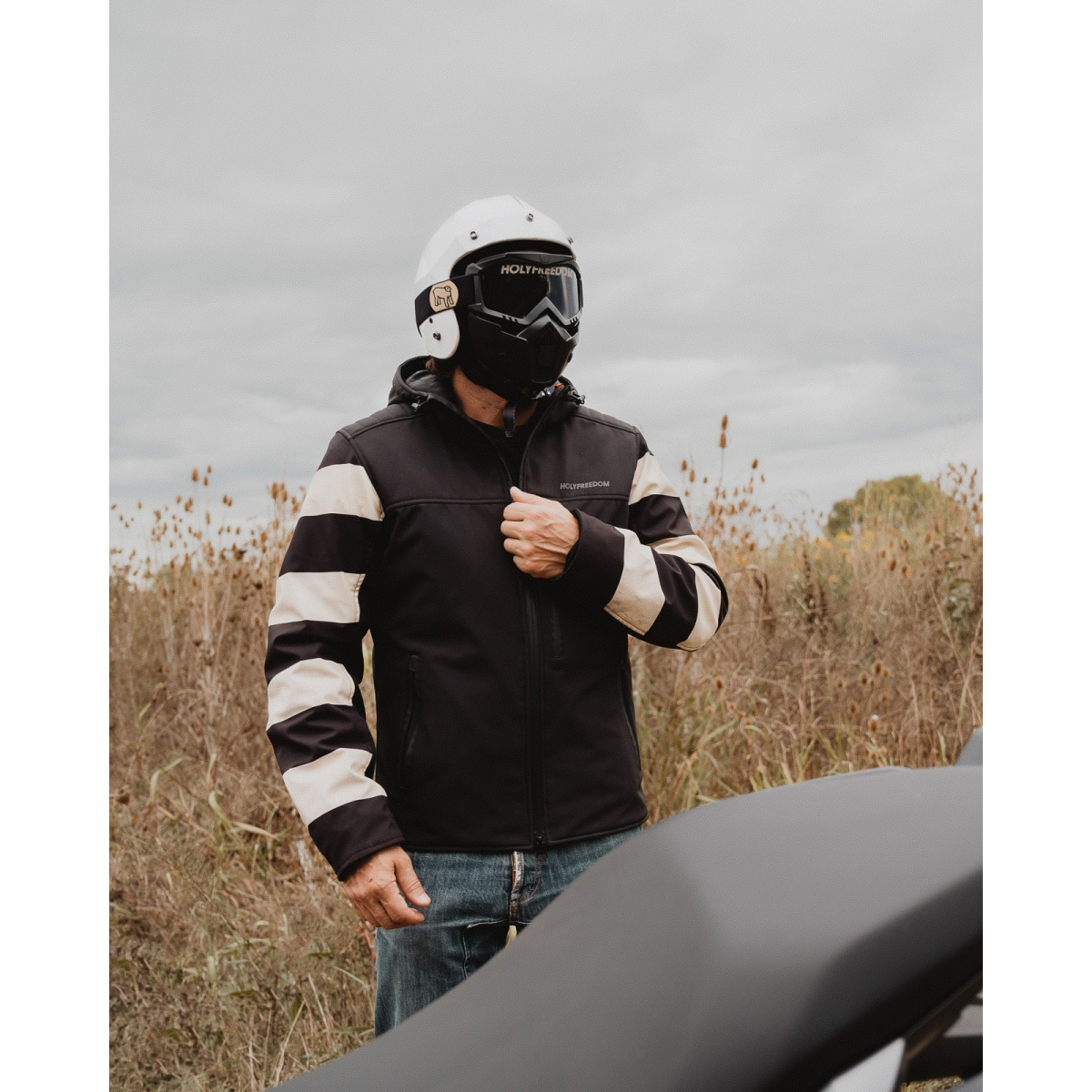 HolyFreedom Prison Softshell Blouson textile de moto Noir/Blanc M Figure 6