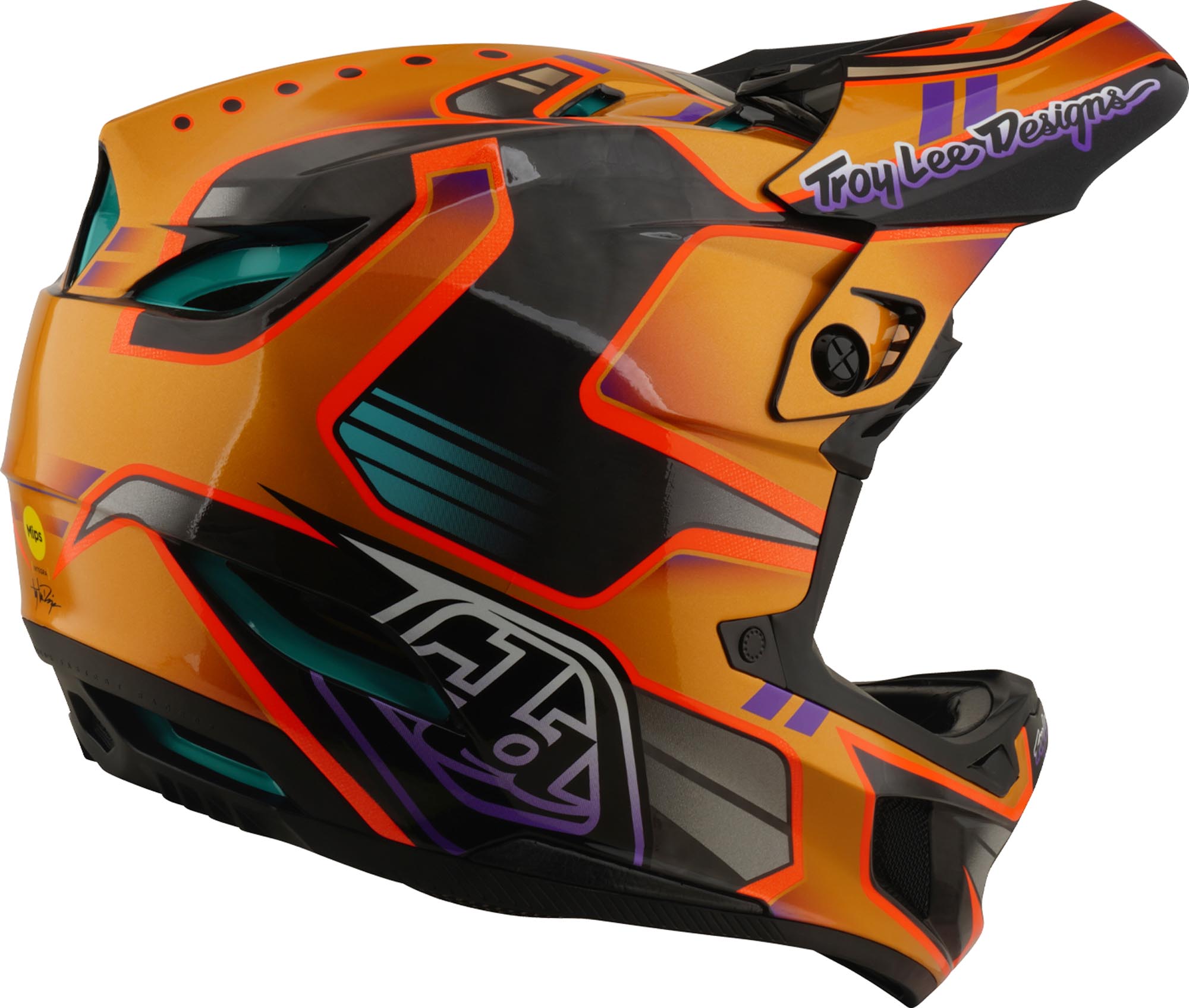 Side view of Troy Lee Designs D4 Carbon MIPS Crest Downhill Helmet